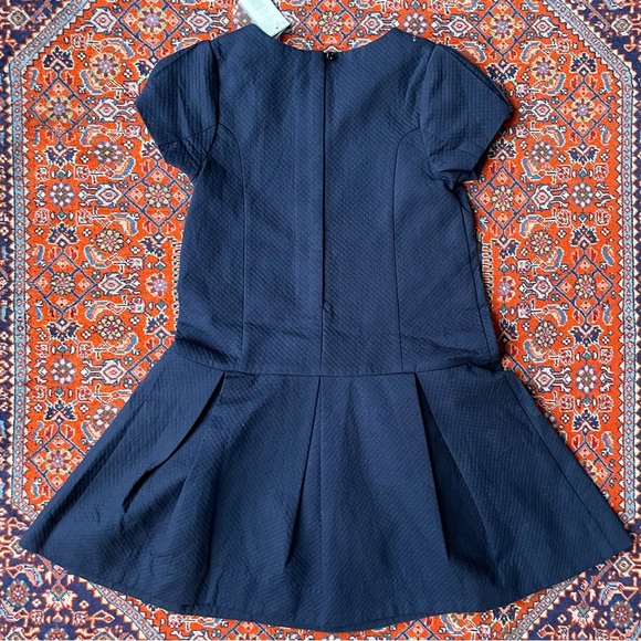 NWT Jacadi Paris Classic & Elegant Pleated Drop Waist Dress Navy Blue - Picture 5 of 14